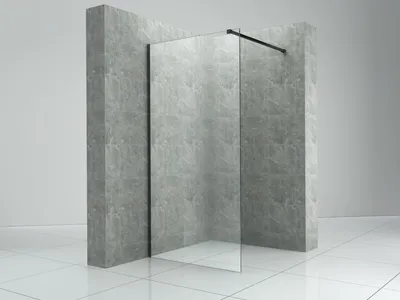 Produktbild von Duschabtrennung Walk-In Halterung in Schwarz 100 x 200 x 0,8 cm Dusche
