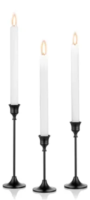 Obrázok produktu pre Držiak na sviečky, štvorcové sviečky, 3 kusy, čierna farba, kov, výška: 15/18,5/23,5 cm