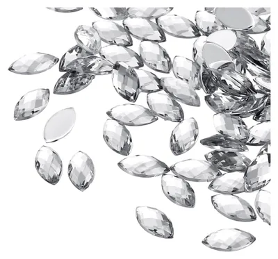Produktbild von Marquise Edelsteine, 300 Stück 10x5mm Acryl Strasssteine für Schmuckherstellung, Weiß