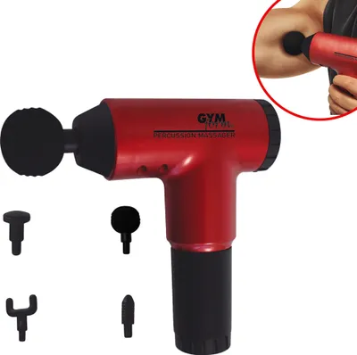 Produktbild von Gymform Percussion Massager - Massagepistole mit 4 Massageköpfen, 6 Geschwindigkeiten, sehr leise, rot
