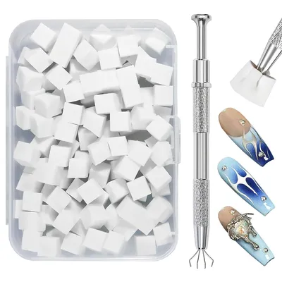 Produktbild von Nail Art Schwämme 100 Stück mit Metallgreifer Ombre Gradient Schwammpinsel Mini Nagelschwämme Maniküre Zubehör für Nägel DIY Nailart Studio Zuhause