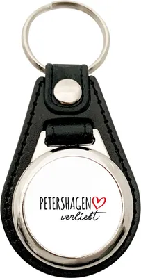 Produktbild von Huuraa Schlüsselanhänger Petershagen verliebt Metall mit Kunstleder Schlüsselring Einkaufswagenchip Geschenkidee