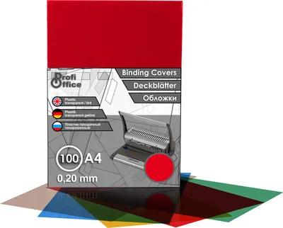 Produktbild von ProfiOffice 100  Deckblätter A4,  rot-transparent , glänzend, PVC