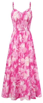 Image de Kate Kasin - Robe longue d'été pour femmes, motif floral, style bohème, bretelles spaghetti, décolleté en V