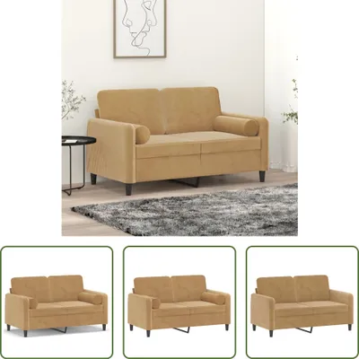 Produktbild von The Living Store 2-Sitzer-Sofa mit Zierkissen Braun 120 cm Samt