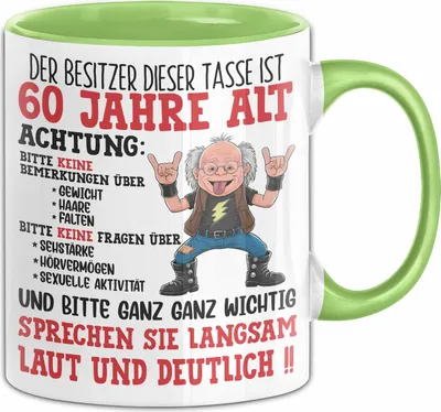 Produktbild von 60. Geburtstag Tasse Geschenk Der Besitzer Dieser Tasse Ist 60 Jahre Alt Männer Geschenkidee 60Er Geburtstag Kaffee-Becher (Grün)