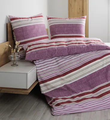 Produktbild von Janine Design Feinbiber-Bettwäsche-Garnitur DAVOS 65169 Farbe beere granat Größe 155x220+80x80