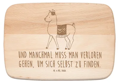 Produktbild von Mr. & Mrs. Panda Schneidebrett Alpaka Stolz - Transparent - Geschenk, Lama, Küchenbrett, schneidbrett, Frühstücksbrett, Holzbrett, Frühstücksbrettchen