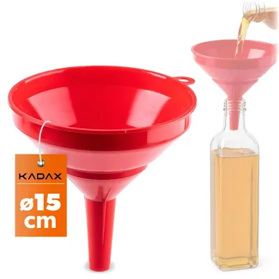 Produktbild von KADAX Trichter Ø 15 cm, Einfülltrichter aus lebensmittelechtem Polypropylen, Kunststofftrichter mit schmalem Auslauf, Einfüllhilfe für Flaschen, Küchentrichter (Rot)