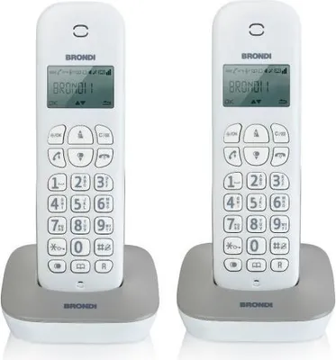 Produktbild von Brondi Gala Twin, DECT-Telefon, Kabelloses Mobilteil, 20 Eintragungen, Anrufer-Identifikation, Grau, Weiß