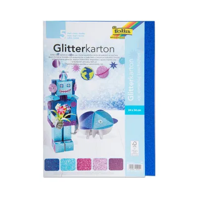 Obrázok produktu pre folia Glitrový kartón "Ice" 240 x 340 mm 300 g/m2 5 listov