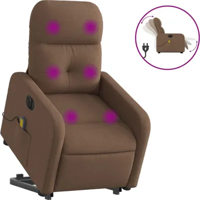 Produktbild von vidaXL Elektrischer Massagesessel mit Aufstehhilfe Braun Stoff