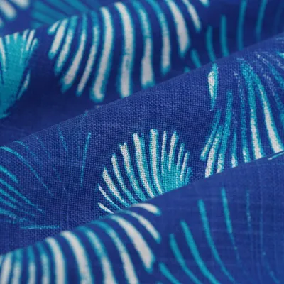 Productafbeelding van Decoratiestof, ribstructuur, met schelpmotief, marineblauw