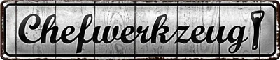 Produktbild von Blechschild Hinweis 46x10cm Chefwerkzeug Dekoration