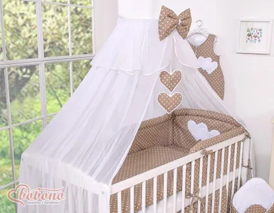 Produktbild von Bobono Moskitonetz für Babybett weiß mit Herzen 470x160cm dekorativ und funktional handgenäht in der EU