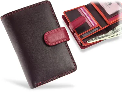Obrázok produktu pre Dámska kožená peňaženka značky Visconti, kolekcia Rainbow, farba fialová, rozmery 13 x 9,5 cm, s technológiou RFID