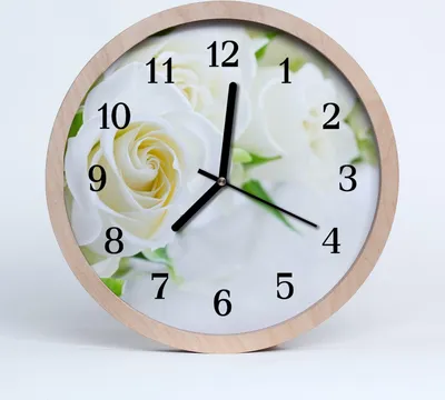 Produktbild von Holzuhr 30fi cm wanduhr - Rosen Blumen