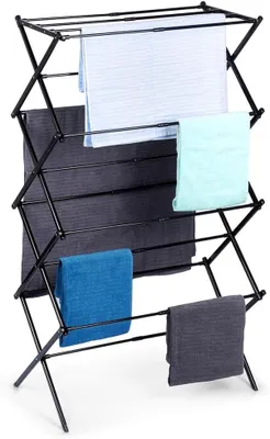 Produktbild von Vertikaler Wäscheständer ausziehbar, 43–75 x 37,5 x 139 cm, schwarz, aus Metall