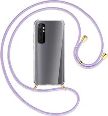 Produktbild von Handykette Backcover-Schutzhülle mit Band (Metall goldfarben) für Xiaomi Mi Note 10 Lite - violett
