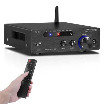 Productafbeelding van HiFi Versterker Bluetooth 5.0 - 200 Watt Uitgangsvermogen - 2 Kanaals - Aluminium Behuizing