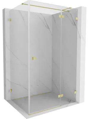 Obrázek produktu pro Mexen Lunar T sprchový kout otevírací pravý 135 x 90 cm, transparentní, kartáčovaná zlatá - 834T-135-090-55-00-P