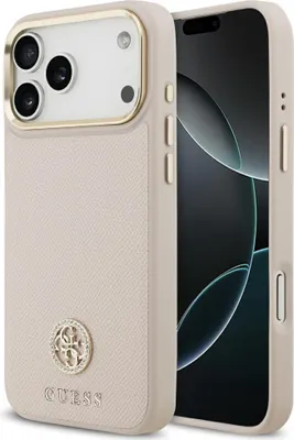 Zdjęcie produktu dla GUESS case for IPHONE 17 Pro Max compatible with MagSafe GUHMP17XPGCRMDEP (PU W/ Grained Strass Logo) pink
