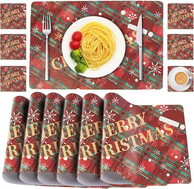 Immagine prodotto di Piatti, Sottopiatti E Tazze Rosse Di Natale - Set Da 6+6