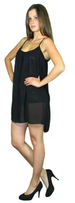 Produktbild von Damen Sommerkleid Chiffon Strandkleider y rückenfrei schwarz, Größe:XL