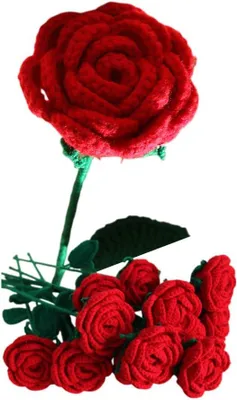 Produktbild von Häkelblume Rote Rose, Handgemacht, Allergiefrei, Für Muttertag, 1 Stück