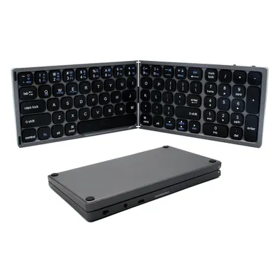 Produktbild von Faltbare kabellose Bluetooth-Tastatur, tragbare Tastatur im Taschenformat, kompatibel mit Android-, Windows- und iOS-Smartphones und -Tablets, Grau
