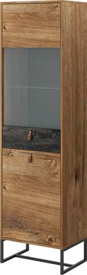 Vitrine Eiche Ribbeck/Schwarzer Stein 197 Cm - Modern, Glasboden