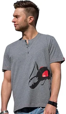 Produktbild von Cooles BLACK ANTZZ T-Shirt HENLEY grau Ameisen-Print L