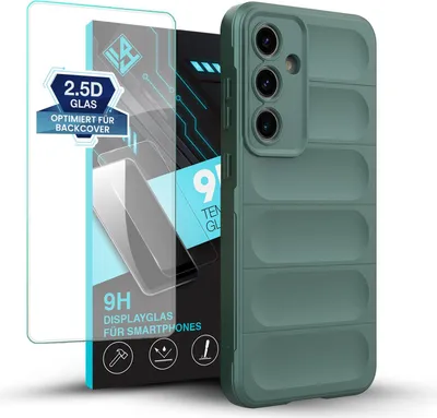 Produktbild von Handy Hülle für Samsung Galaxy S24 FE mit 9H Displayglas Displayschutz Plus Grip Case Cover Schutzhülle Softgrip Farbe: Grün