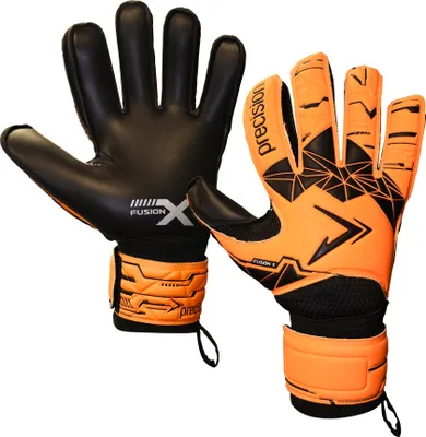 Produktbild von Precision Torwarthandschuhe Fusion X Flat Cut Fluo Orange Schwarz Größe 8 Fußball