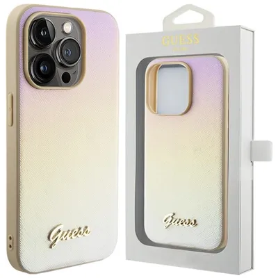 Produktbild von Guess GUHCP14XPSAIRSD iPhone 14 Pro Max 6.7" gold hardcase Saffiano Iridescent Script Schutzhülle