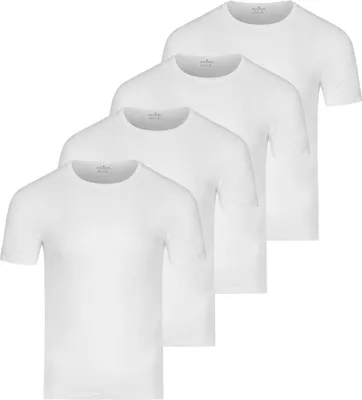 Produktbild von RAGMAN 4er Pack Basic Unterhemd / Shirt Kurzarm Bequem und atmungsaktiv, Formstabil durch verstärkte Nähte, Vielseitiges Basic
