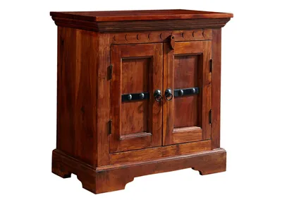 Image de MASSIVMOEBEL24 | Petite commode 65x36 Acacia laqué Nougat OXFORD #1008