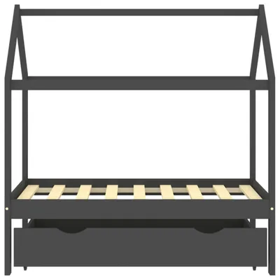 Produktbild von "Winterschlussverkauf "Kinderbett - CLORIS - Jugendbett eleganten Design - mit Schublade Dunkelgrau Massivholz Kiefer 70x140 cm - NeuMöbel1810523