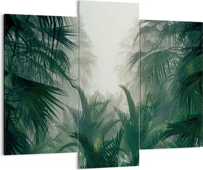 Produktbild von Bild auf Leinwand - Leinwandbild - 3 Teile - Dschungel Blätter Palmen - 130x100cm - Wand Bild - Wanddeko - Wandbilder - Leinwanddruck - Bilder - Wanddekoration - Leinwand bilder - CB130x100-4504