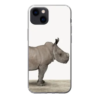 Produktbild von MuchoWow® Handyhülle Schutzhülle Hülle für iPhone 13 mini Rhinozeros - Tiere - Jungen - Mädchen Silikon Softcase Handy Hülle - Softcase