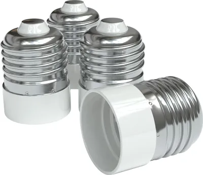 Produktbild von EAZY CASE 4x Lampensockel Adapter – Konverter für E27 Fassung auf E14 Lampenadapter für LED-/Halogen- und Energiesparlampen Sockeladapter, Weiß