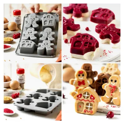 Produktbild von Silikonform für Lebkuchen 6 Mulden, Grau