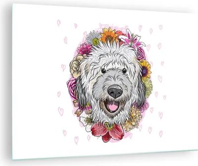 Produktbild von Bilder auf glas - Hund Blumen Kinder exotische - 70x50cm - Glasbilder - Wandbilder - Kunstdruck - zum Aufhängen bereit - Wanddekoration aus Glas - Glas Bilder - Wandbild auf Glas - GAA70x50-3146