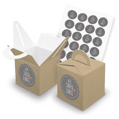 Produktbild von itenga SET 24x Würfelboxen mit Griff Braun (V43) + Motivsticker (M26)