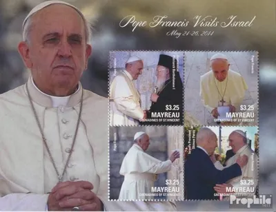 Produktbild von Briefmarken St. Vincent - Mayreau 2014 Mi 292-295 Kleinbogen (kompl.Ausg.) postfrisch Israelreise Papst Franziskus