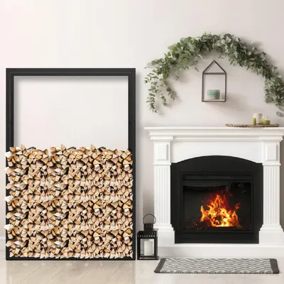 Produktbild von Jayseuw kaminholzregal Metall Brennholzregal innen außen für Feuerholz Holzlager Kaminholzständer Schwarz 150 x 100 x 25 cm