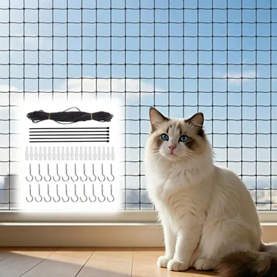 Katzennetz Balkon 6x3 m schwarz mit Montageset