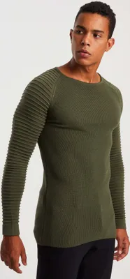 Produktbild von Leif Nelson Rundhals Herren Strickpullover Feinstrick Rundhals LN-20729, Khaki / XL