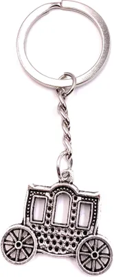 Produktbild von Onwomania Schlüsselanhänger Kutsche Mittelalter Silber Metall Anhänger Charm