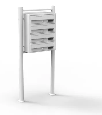 Briefkastensystem, 4 Briefkästen, stehend, weiß, 270x385x468 mm